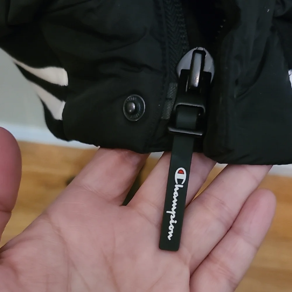 Champion Black Bomber Jacket with White Accents